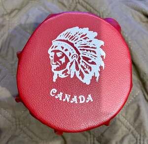 Vintage Canada Souvenir Toy Indian Drum with Red Leather Head